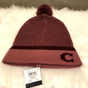 NWT COACH COLORBLOCKED KNIT HAT WITH POM POM